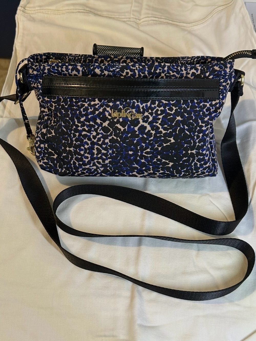 Kipling Blue and Black Printed Crossbody Bag